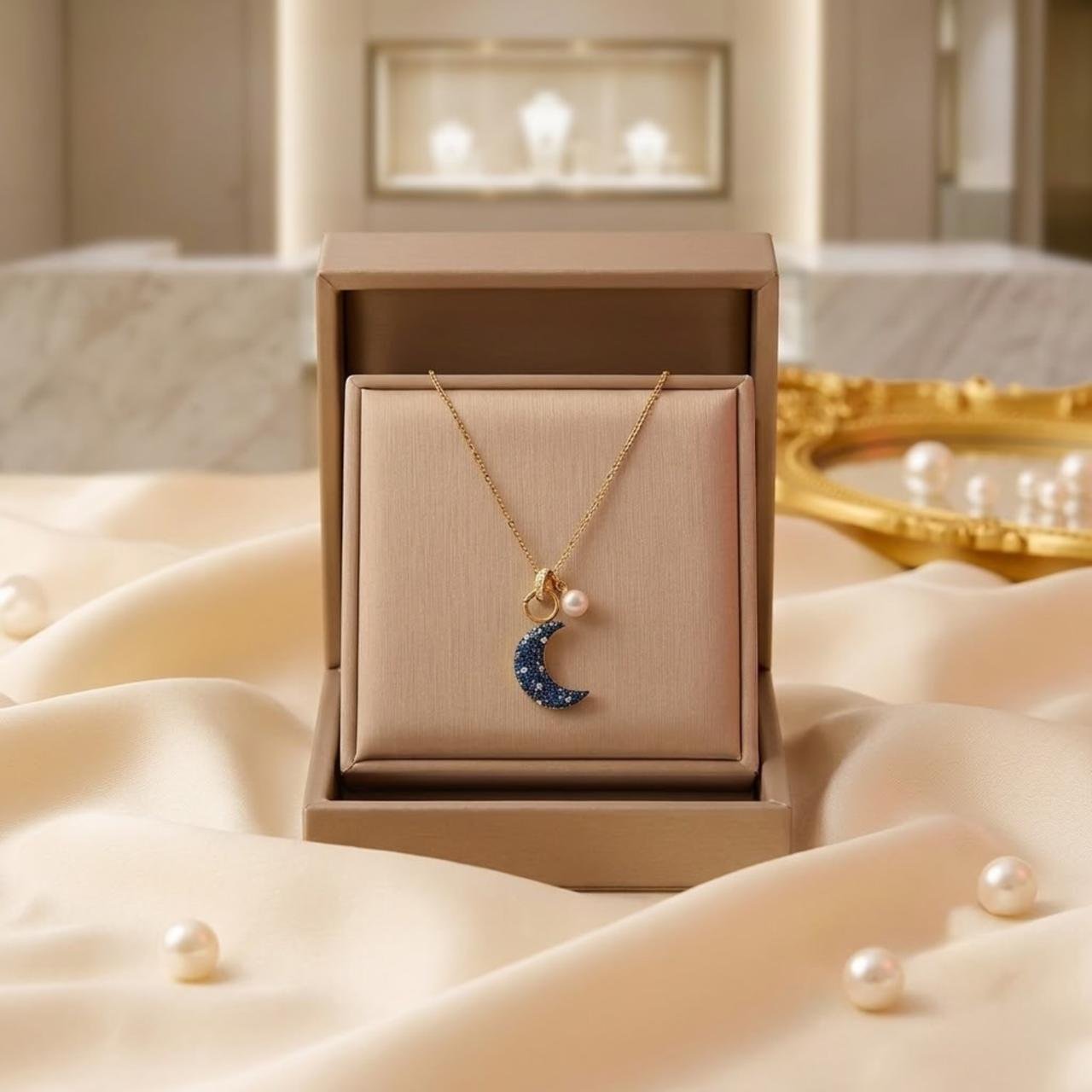 NAVY_DIAMONDS_MOON_anti tarnish_PENDANT_2