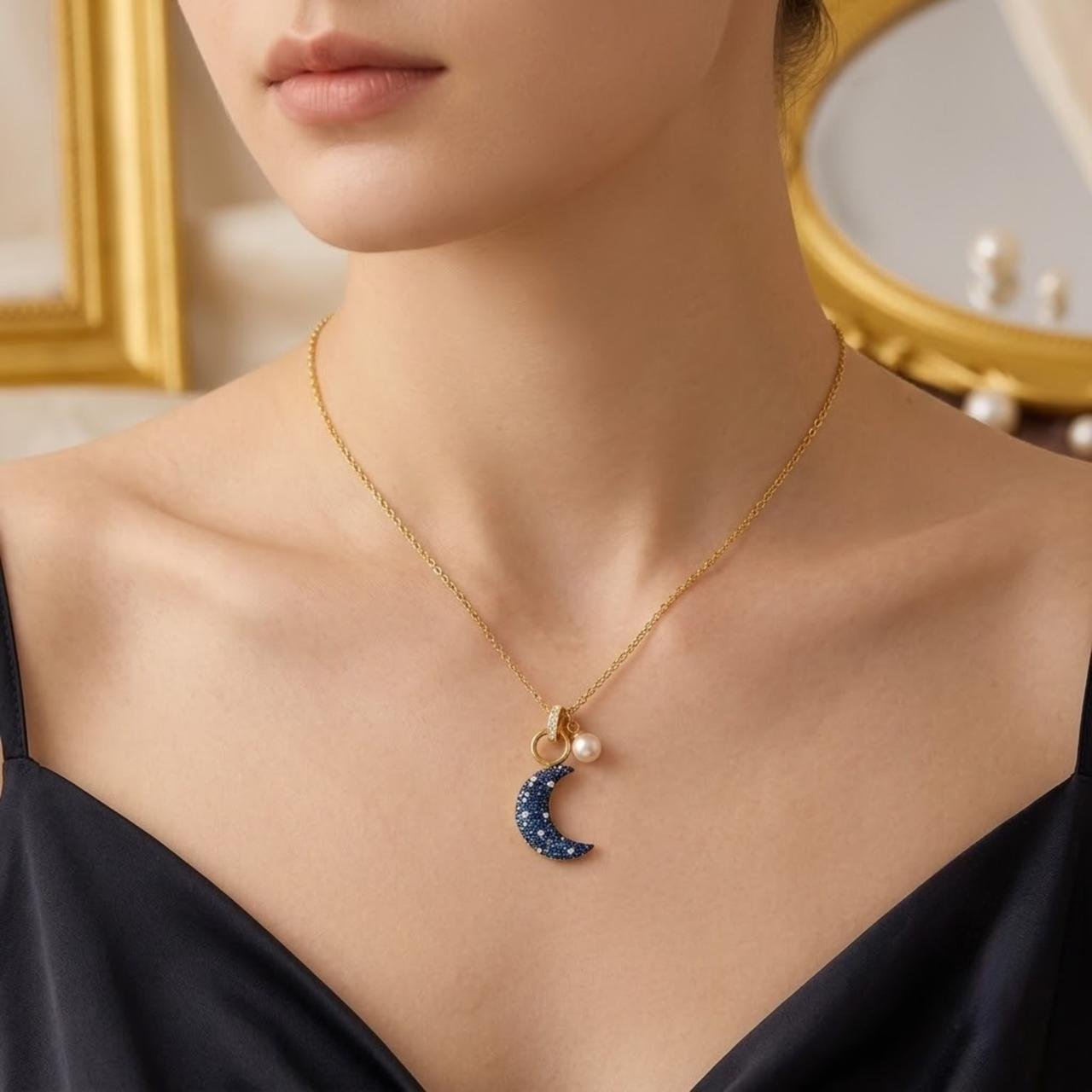 NAVY_DIAMONDS_MOON_anti tarnish_pENDANT_1